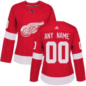 Detroit Red Wings Custom Official Red Adidas Authentic Women's Home NHL Hockey Jersey