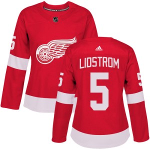 Detroit Red Wings Nicklas Lidstrom Official Red Adidas Authentic Women's Home NHL Hockey Jersey