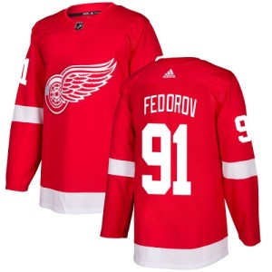 Detroit Red Wings Sergei Fedorov Official Red Adidas Authentic Youth Home NHL Hockey Jersey