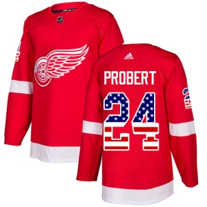 Detroit Red Wings Bob Probert Official Red Adidas Authentic Adult USA Flag Fashion NHL Hockey Jersey