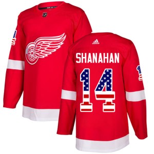 Detroit Red Wings Brendan Shanahan Official Red Adidas Authentic Youth USA Flag Fashion NHL Hockey Jersey