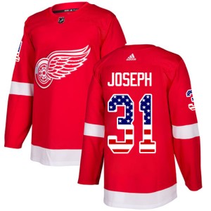 Detroit Red Wings Curtis Joseph Official Red Adidas Authentic Adult USA Flag Fashion NHL Hockey Jersey