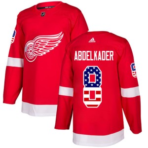 Detroit Red Wings Justin Abdelkader Official Red Adidas Authentic Youth USA Flag Fashion NHL Hockey Jersey