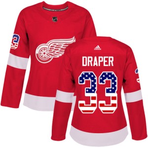 Detroit Red Wings Kris Draper Official Red Adidas Authentic Women's USA Flag Fashion NHL Hockey Jersey