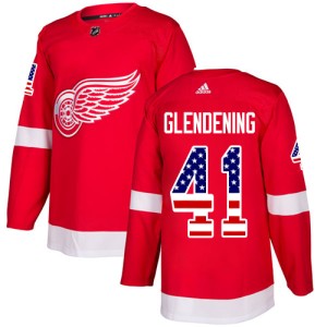 Detroit Red Wings Luke Glendening Official Red Adidas Authentic Adult USA Flag Fashion NHL Hockey Jersey
