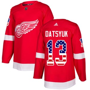 Detroit Red Wings Pavel Datsyuk Official Red Adidas Authentic Adult USA Flag Fashion NHL Hockey Jersey