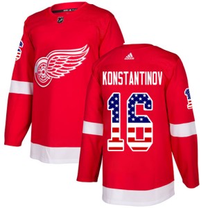 Detroit Red Wings Vladimir Konstantinov Official Red Adidas Authentic Adult USA Flag Fashion NHL Hockey Jersey
